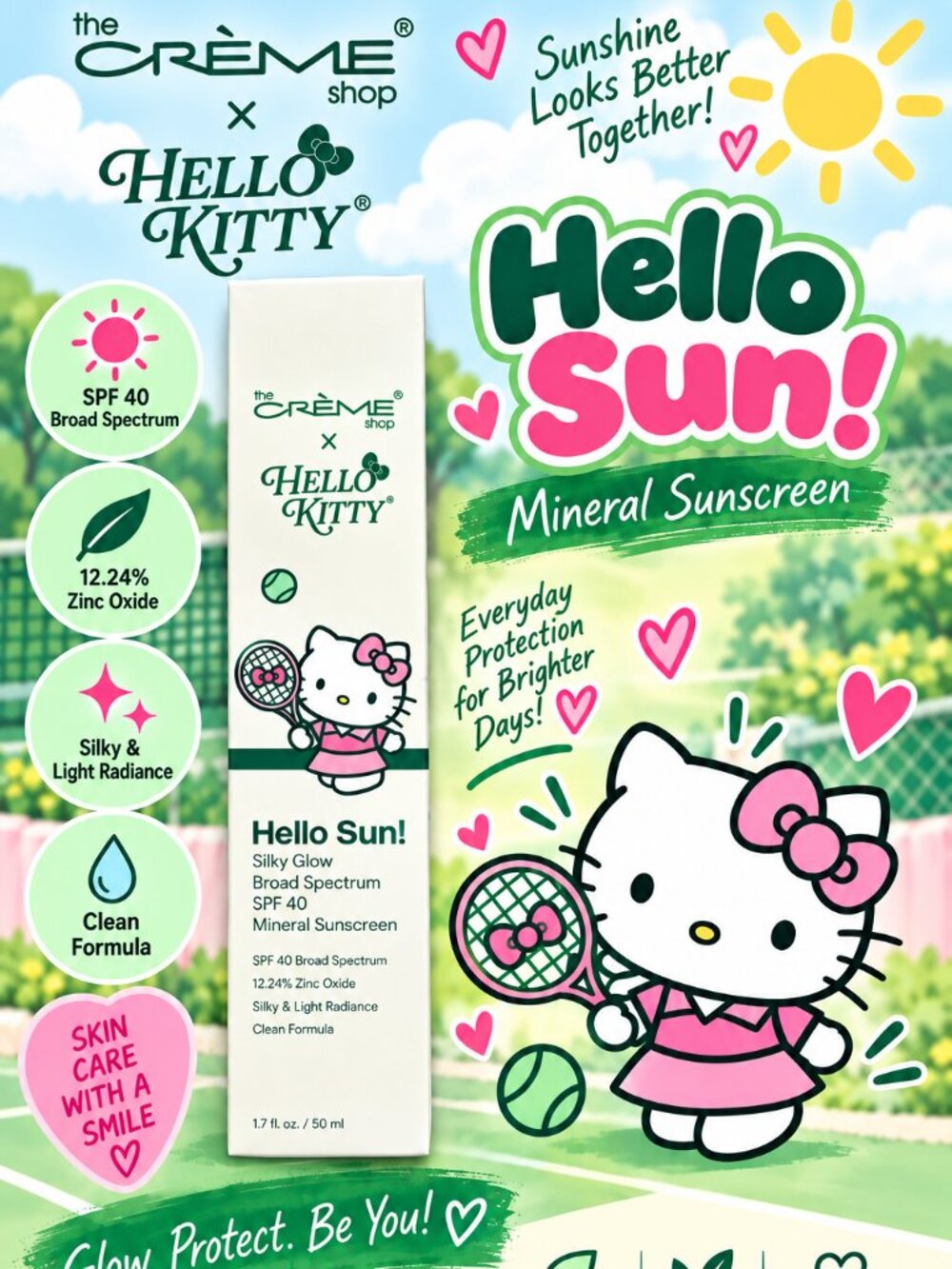 Hello Kitty Hello Sun! Mineral Sunscreen SPF 40 — Pink & White